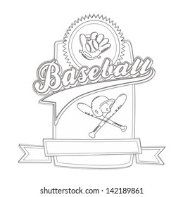 hand drawn baseball label two
