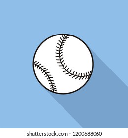 Hand drawn of baseball on flat style