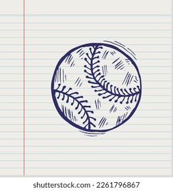 handgezeichnet Baseball auf Papier, Vektorgrafik