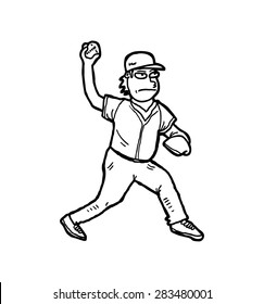 hand drawn baseball player