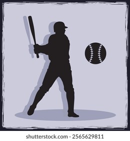 Hand Drawn Baseball Player Silhouette illustration