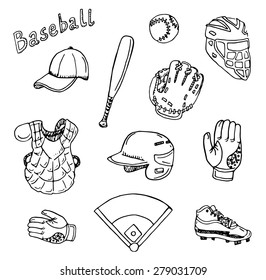 Hand Drawn Baseball Set.