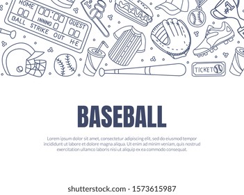 Hand Drawn Baseball Symbols Used in Vector Card Template