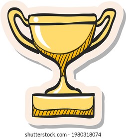 Hand drawn Baseball trophy icon in sticker style vector illustration
