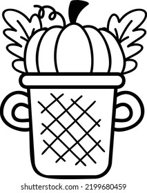 Cesta de humos de mano para la ilustración de hortalizas aislada en el fondo