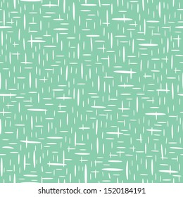 Hand drawn basket weave design in random geometric layout. Seamless vector pattern on mint green background. Great for wellbeing, cosmetic, food products, summer, packaging, stationery, texture