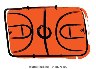 Hand drawn basketball court floor. Vector illustration.