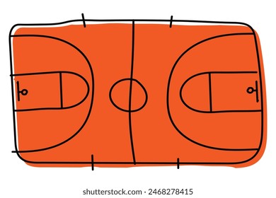 Hand drawn basketball court floor. Vector illustration.