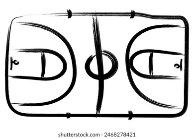 Hand drawn basketball court floor. Vector illustration.