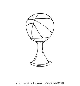 hand drawn basketball cup in doodle style