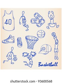 Hand Drawn Basketball Icons Set       vector is eps10