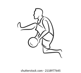 hand drawn basketball player line illustration