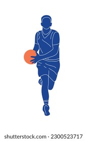 Hand drawn basketball player vector silhouette. Simple doodle illustration for sport teams, gear and events