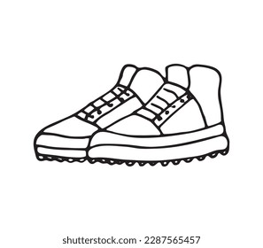 Hand drawn  basketball shoes, sneakers in doodle style, isolated on white background