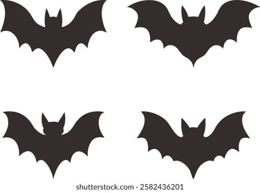 Hand drawn bat animals, Halloween bats set, Holiday bat silhouette, Bats vector art