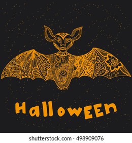 Hand drawn bat in doodle style.