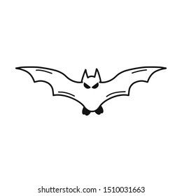 Hand drawn Bat isolated on a white. Sketch. Halloween concept. Vector illustration.