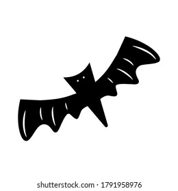Hand drawn bat isolated on a white background. Element for celebrating Halloween. Doodle, simple outline illustration. It can be used for decoration of textile, paper and other surfaces.