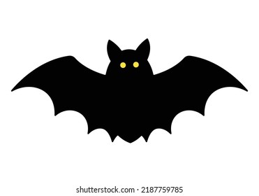 Hand drawn Bat silhouettes with Bright Eyes on white background for Halloween Background Banner Element Decoration