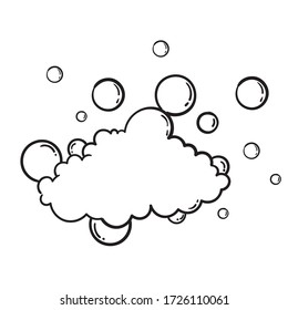 hand drawn Bath foam soap with bubbles isolated. shampoo and soap foam lather doodle style