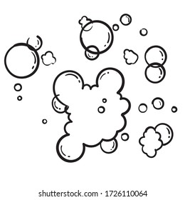 hand drawn Bath foam soap with bubbles isolated. shampoo and soap foam lather doodle style