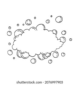 Hand drawn bath foam soap with bubbles isolated. Shampoo and soap foam lather doodle style. Vector