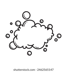 hand drawn Bath foam soap with bubbles isolated. shampoo and soap foam lather doodle style