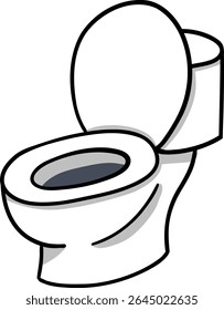 Hand drawn Bathroom elements doodle, Cartoon illustration of a toilet bowl in a simple design.