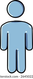 Hand drawn Bathroom elements doodle, Illustration of a simple male character in blue