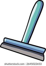 Hand drawn Bathroom elements doodle, Cartoon illustration of a squeegee with a colorful handle.
