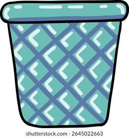 Hand drawn Bathroom elements doodle, Colorful Laundry basket