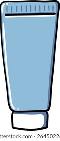 Hand drawn Bathroom elements doodle, Blue tube container for cosmetics or personal care products.