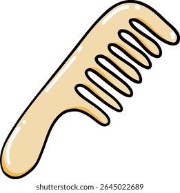Hand drawn Bathroom elements doodle, Cartoon-style hair comb with a smooth, shiny finish.