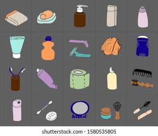 Hand drawn bathroom icons. Vector illustration. EPS 10