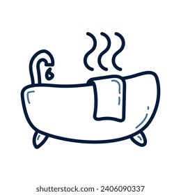 Hand drawn Bathtub doodle line illustration. Bathtub doodle icon vector.