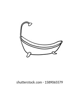 hand drawn Bathtub icon design with doodle cartoon style vector isolated