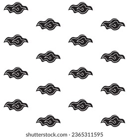 Hand Drawn Batik Mega Mendung Vector Seamless Pattern