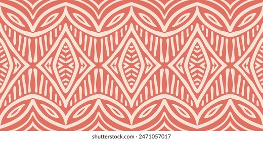 Hand drawn Batik pattern seamless. Geometric doodle abstract illustration, wallpaper. Tribal ethnic vector texture. Aztec style. Folk embroidery. Indian, Scandinavian, African rug, tile background.