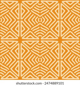 Hand drawn Batik pattern seamless. Geometric doodle abstract illustration, Ethnic wallpaper. Tribal vector texture. Aztec style. Folk embroidery. Indian, Scandinavian, African rug, tile background.