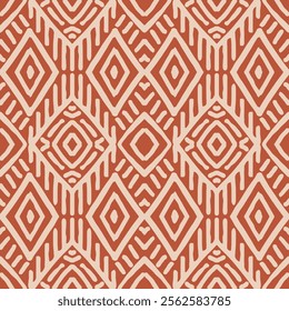 Hand drawn Batik pattern seamless. Geometric doodle abstract illustration, wallpaper. Tribal ethnic vector texture. Aztec style. Folk embroidery. Indian, Scandinavian, African rug, tile.