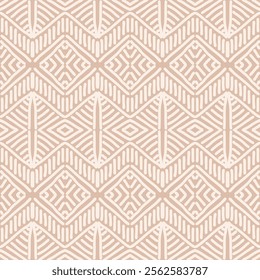 Hand drawn Batik pattern seamless. Geometric doodle abstract illustration, wallpaper. Tribal ethnic vector texture. Aztec style. Folk embroidery. Indian, Scandinavian, African rug, tile.