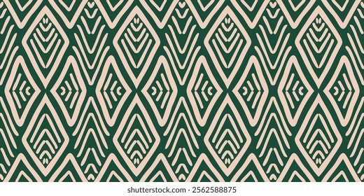 Hand drawn Batik pattern seamless. Geometric doodle abstract illustration, wallpaper. Tribal ethnic vector texture. Aztec style. Folk embroidery. Indian, Scandinavian, African rug, tile.