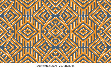 Hand drawn Batik pattern seamless. Geometric doodle abstract illustration, native wallpaper. Tribal ethnic vector texture. Aztec style. Folk embroidery. Indian, Nordic, African rug, tile design.