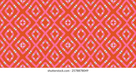 Hand drawn Batik pattern seamless. Geometric doodle abstract illustration, native wallpaper. Tribal ethnic vector texture. Aztec style. Folk embroidery. Indian, Nordic, African rug, tile design.