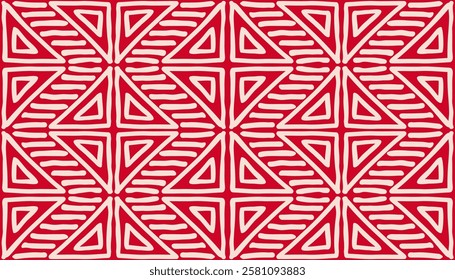 Hand drawn Batik pattern seamless. Geometric doodle abstract illustration, native wallpaper. Tribal ethnic vector texture. Aztec style. Folk embroidery. Indian, Nordic, African rug, tile design.