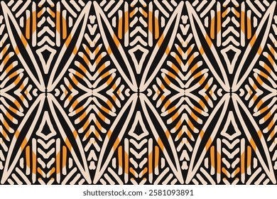 Hand drawn Batik pattern seamless. Geometric doodle abstract illustration, native wallpaper. Tribal ethnic vector texture. Aztec style. Folk embroidery. Indian, Nordic, African rug, tile design.