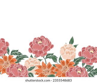 Fondo de la flor de la rosa de la banda dibujada a mano