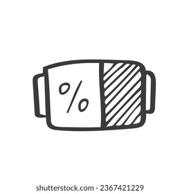 Icono de carga de batería dibujado a mano. Vector de ilustración