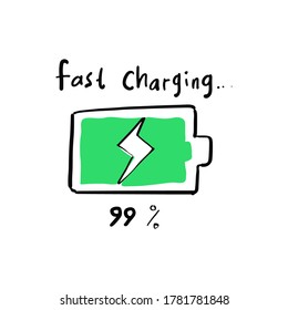 hand drawn of battery charging