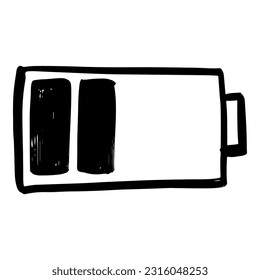 hand drawn of battery charging isolated on white background. vector illustration.